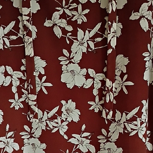 Peach Love California Burgundy/Brown Floral Dress, L - Picture 3 of 8